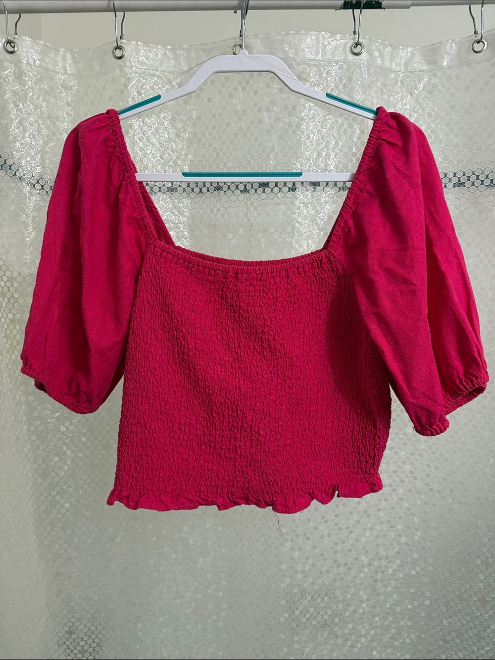 Universal Thread Puff-Sleeve Smocked Crop Top